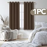 Deconovo Energy Saving Short Curtain 52x63 Inch Brown Eyelet Thermal Blackout view 3