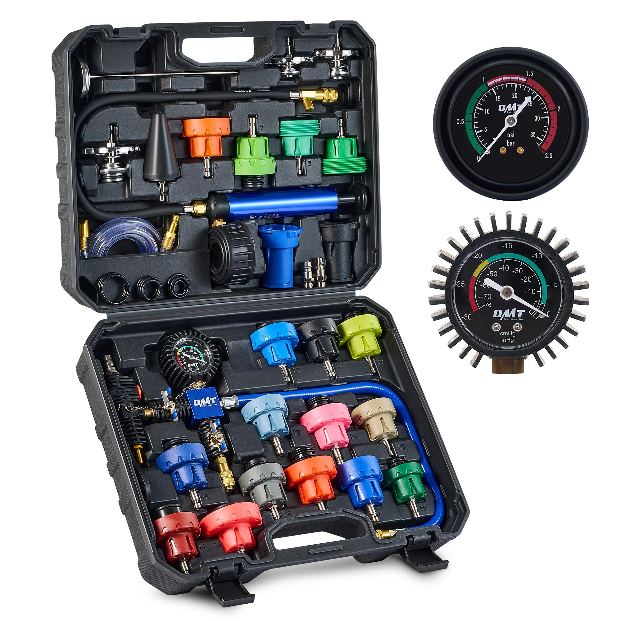 Photo 1 of Orion Motor Tech Coolant Pressure Tester Kit, 31pc Master Coolant Vacuum Refill Kit with 23 Radiator Adapters, Radiator Cooling System Pressure Tester Kit with Vacuum Pump Vacuum Purge & Refill Tool