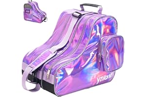 Hytiland Roller Skate Bag, Stylish Plain Holographic, Spacious Big Capacity, Waterproof & Durable, Ice Skate Bag for Women and Youth