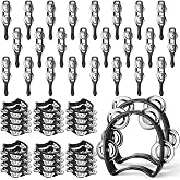 48 Pack Tambourine Set Includes 24 Mini Handheld Tambourines and 24 Finger Cymbals Percussion Instruments for Music Classroom Teaching, Church Worship, Weddings, Parties and Concerts(Black)