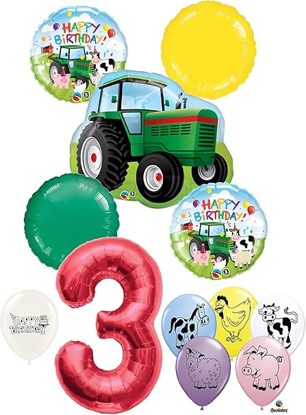 Mayflower Products 4th Birthday Farm Tractor Balloon Bouquet Decorations