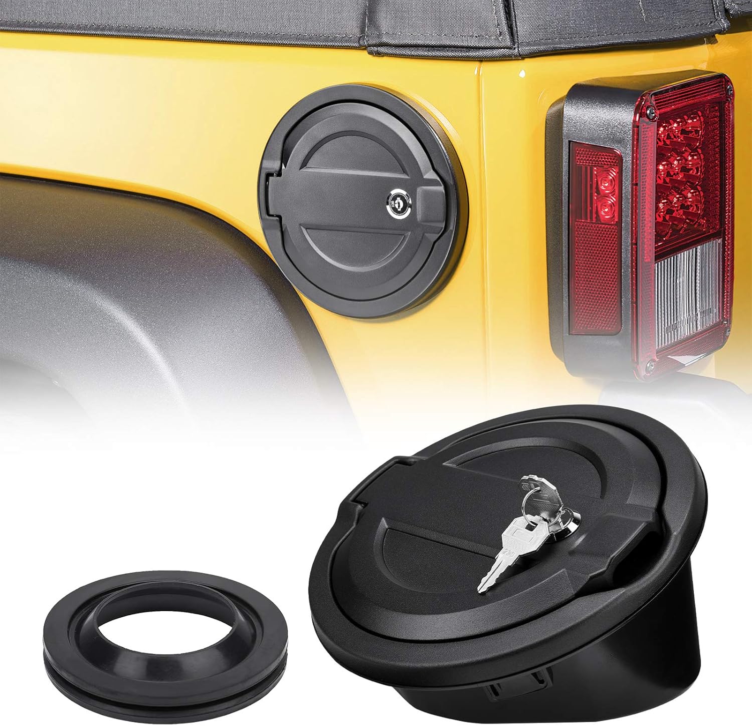 JoyTutus Gas Cap Cover Compatible with Jeep Wrangler JL, Gas Tank Cap