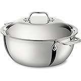 All-Clad 4500 Stainless Steel Tri-Ply Bonded Dishwasher Safe Dutch Oven with Domed Lid / Cookware, 5.5-Quart, Silver