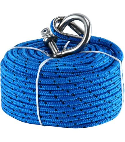 MARINE SYSTEM Made 3/8 Inch 100FT 150FT Premium Solid Braid MFP Grey Anchor Line Braided Anchor Rope/Line With Stainless Steel Thimble And Shackle - View #3