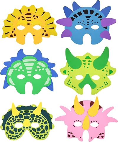 HENBRANDT 6pk Dinosaur Foam Masks Kids Party Favours Fancy Dress Costume