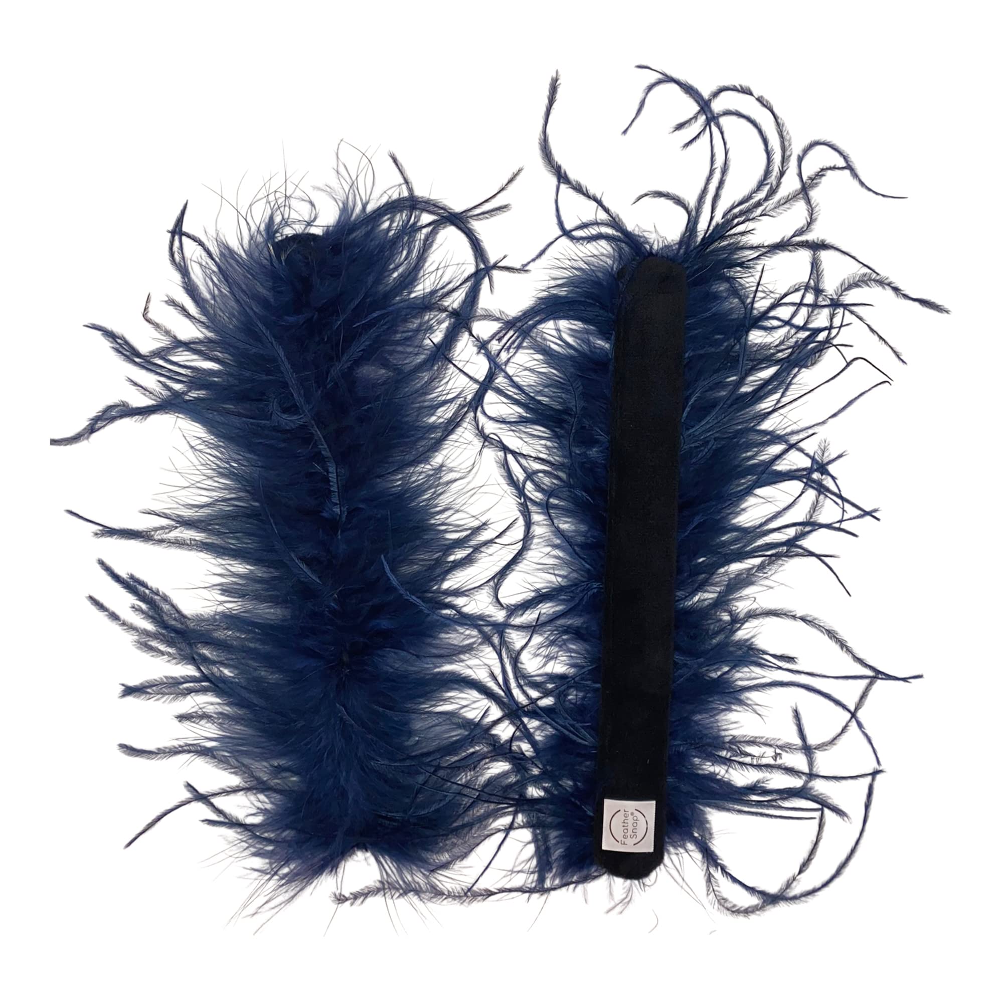 Feather Snap Pair of Original Bands Bracelets - Full Volume - Large & Fluffy Size Cuffs (Navy)