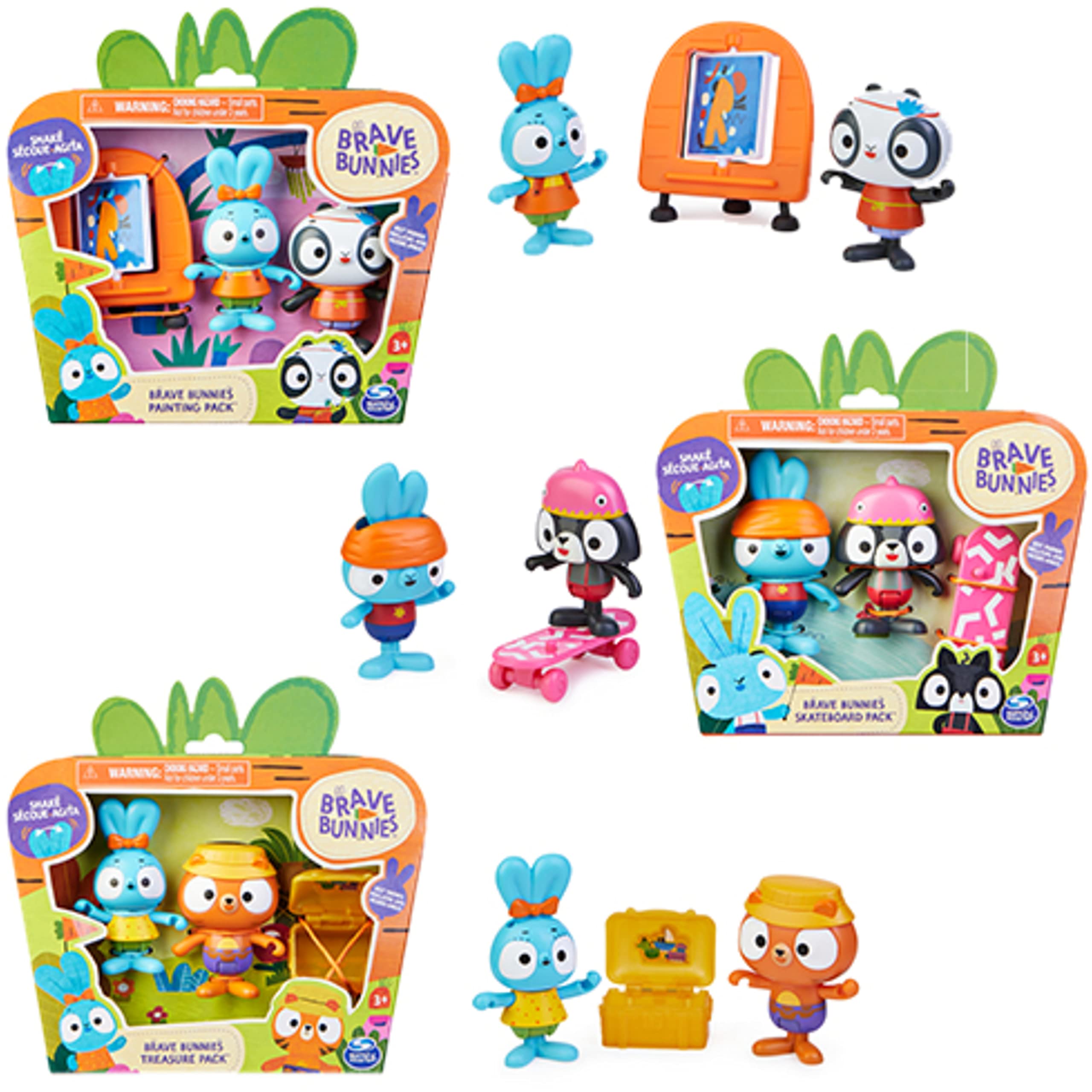 Spin Master Brave Bunnies 6063773, Painting Pack with Boo Panda Action Figures Art Easel Accessory, Kids Toys for Ages 3 and Up
