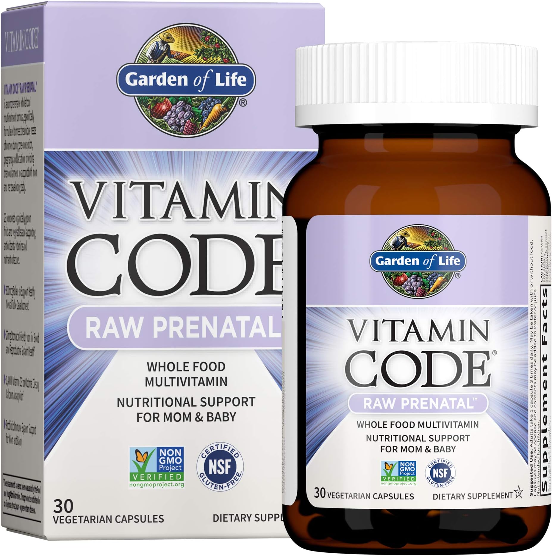 Garden of Life Vitamin Code Raw Prenatal (30 Vegetarian Capsules), 1 Units