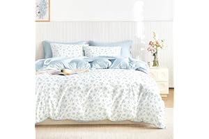Wake In Cloud - Floral Duvet Cover Set, Flower Coquette Cottagecore Shabby Chic Cute Aesthetic, Soft Lightweight Dorm Bedding