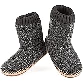 Men's Warm Up House Boots, Thick Fuzzy Sherpa Fleece Winter Moccasin Socks Non-slip Soles, Cozy Soft Comfy Indoor Shoes Rubber Grippers