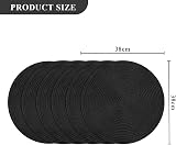 Pauwer Woven Round Placemats Set of 6 Black 38 cm Non Slip Heat Resistant view 6