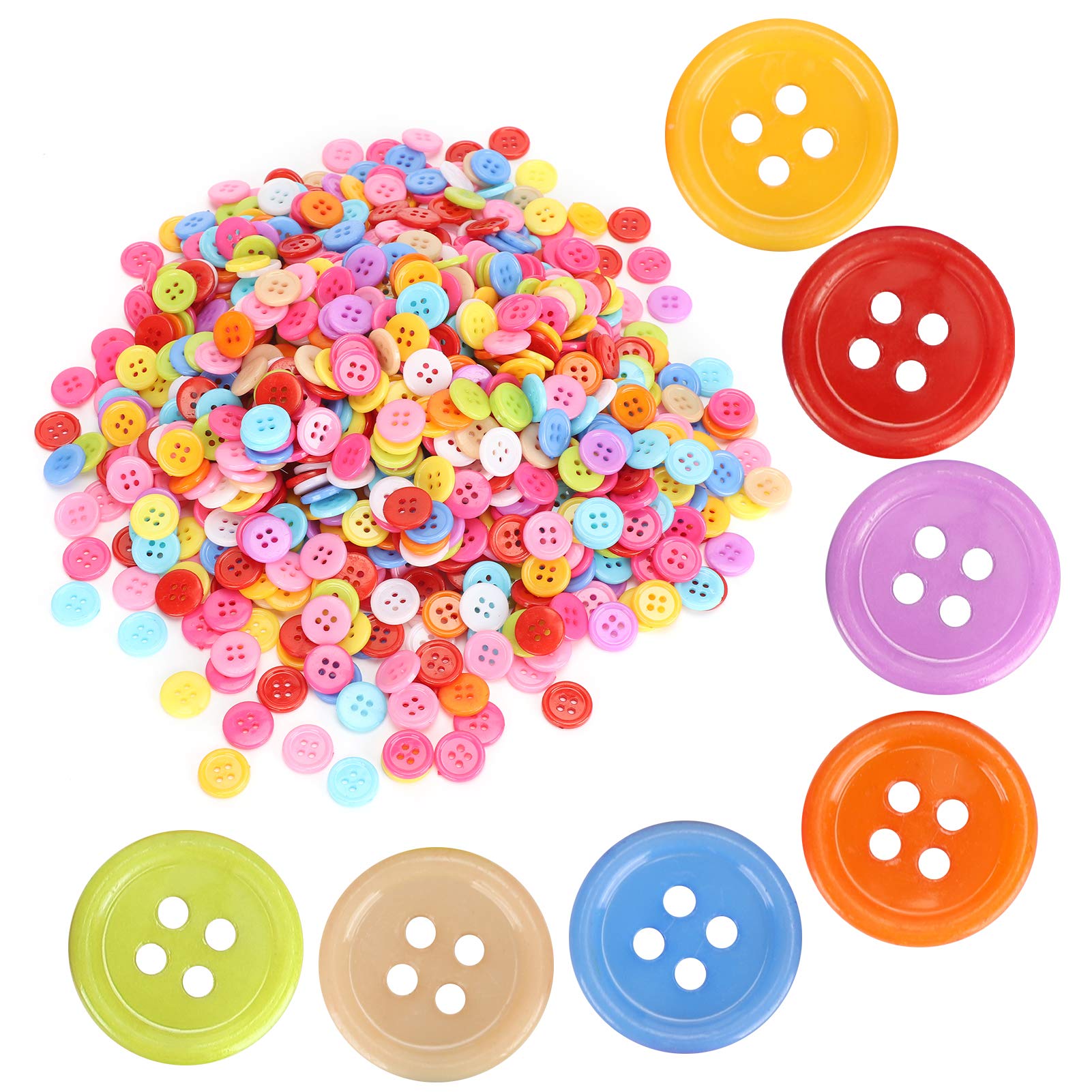 Round Resin Buttons, Mixed Color Assorted Sizes for Crafts, Mixed Color Buttons Assorted Bulk Buttons(15mm)
