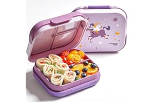 Bentoheaven Premium Bento Lunch Box for Kids, 9 Designs, Leak-proof 3-4 Compartments, Divider, Ideal size 30oz, Microwave/Dishwasher Safe Kids Bento Box (Loncheras Para Niños/Niñas)[Mauve]