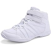 BAXINIER Girls White High Top Cheerleading Shoes Lightweight Youth Cheer Competition Sneakers Training Dance Tennis Shoes