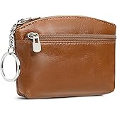 SENDEFN Genuine Leather Small Coin Purse Pouch Change Holder Wallet for Women With KeyChain