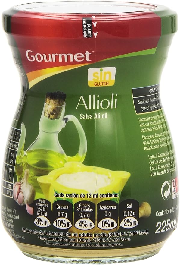 Gourmet Allioli Salsa Ali oli 225 ml Amazon.es Alimentación y