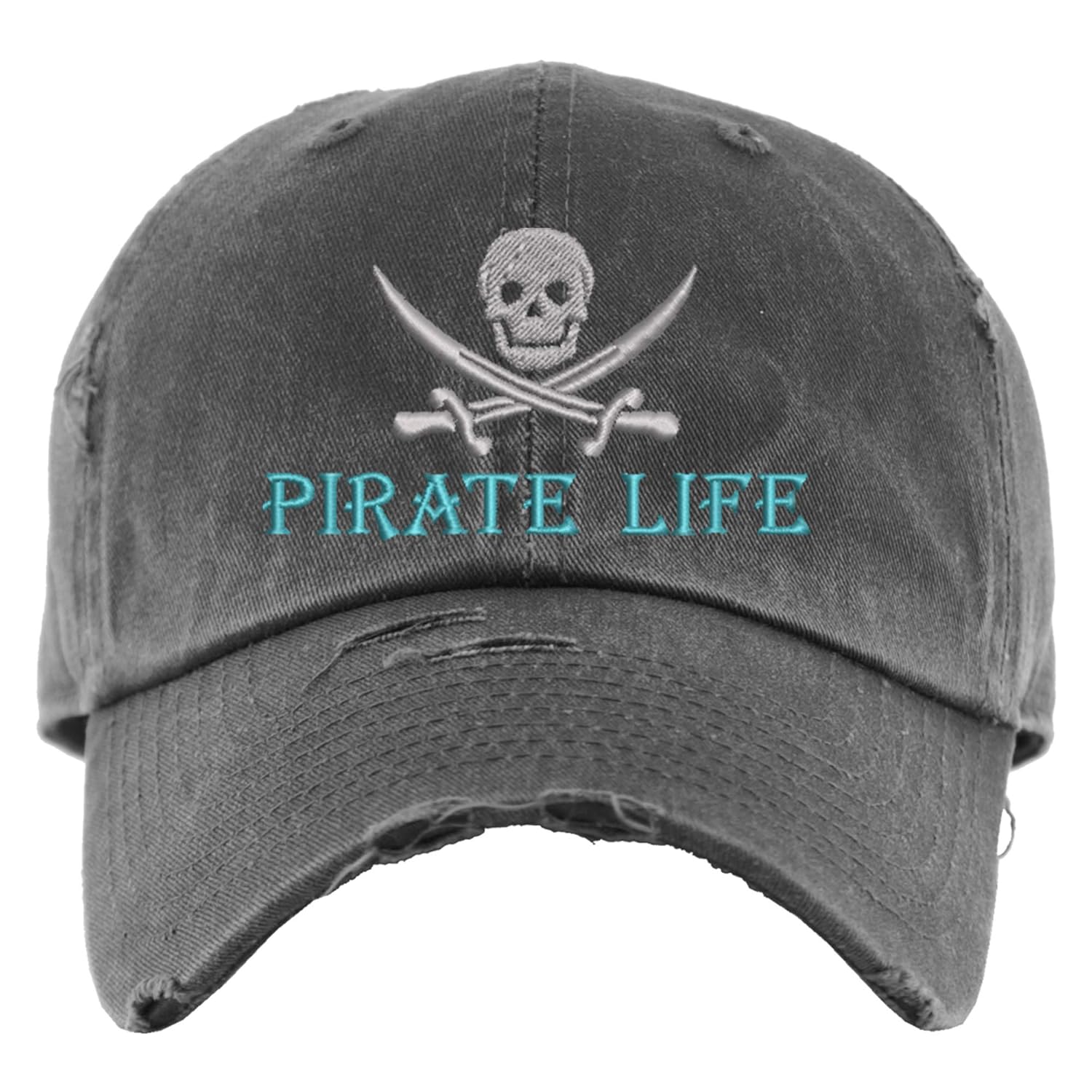 Pirate Life Hat Distressed Baseball Cap OR Ponytail Hat