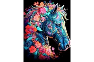 croshom 5D Diamond Painting Horse Kits for Adults,Diamond Art Painting Kits,Round Full Drill Paintings Arts Craft for Home Office Wall Decor 12x16 inch