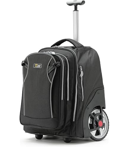 UNIKER Rolling Laptop Bag with Quiet Wheel for 15.6 Inch Laptop,Roller Bag, Silent Backpack with Wheels, 6 Inch Large Wheeled Computer Bag, T5- Black/Red : Electronics