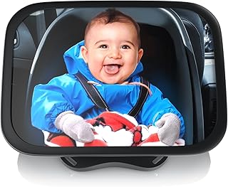 CSL - Rücksitzspiegel für Babys 23x16cm - Auto-Rückspiegel für die Babyschale - Sicherheitsspiegel - Verstellbare Träger universale Form - splittersicher - Hoch- oder Querformat - Auto-Spiegel Baby