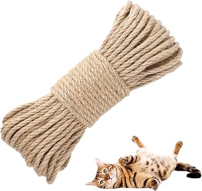 SANNIX Sisal Rope for Cat Scratcher 29.8m 98ft 6mm Natural Hemp Plant Rope