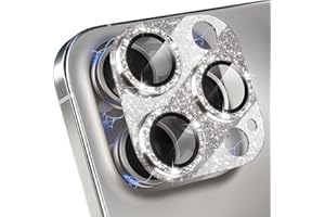 Choiche Compatible for iPhone 15 Pro/iPhone 15 Pro Max Camera Lens Protector, Bling Camera Cover with 9H Tempered Glass Lens Screen Protector Metal Ring Decoration Accessories (Glitter-Titanium Natural)