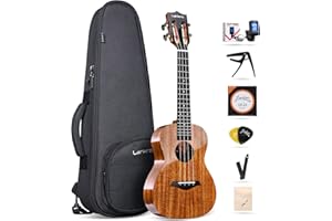 Lankro 26 inch Solid Mahogany Ukulele Tenor for Beginners Pack, Professional Ukeleles for Adults Stringed Musical Instruments Bundle Kit with Gig Bag Tuner Strings Picks and Strap