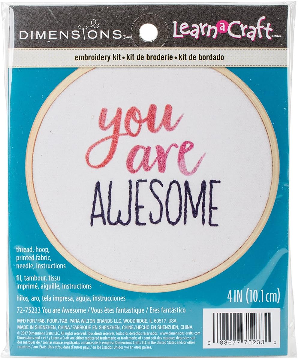 DIMENSIONS Embroidery Kit with Hoop: Crewel: You are Awesome, Various, One