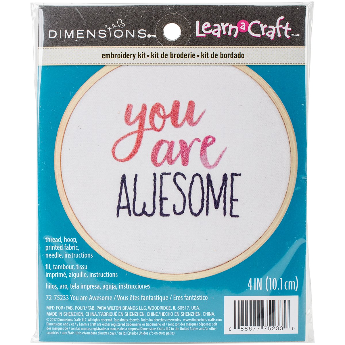 DIMENSIONS Embroidery Kit with Hoop: Crewel: You are Awesome, Various, One