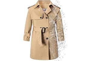 Betusline Boys Waterproof Trench Coat Double Breasted Classic Belted Outwear Jacket Dress Coats