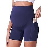 POSHDIVAH Maternity Shorts for Women Over Belly Biker Summer Pregnancy Workout Yoga Active Running Short Leggings 5"