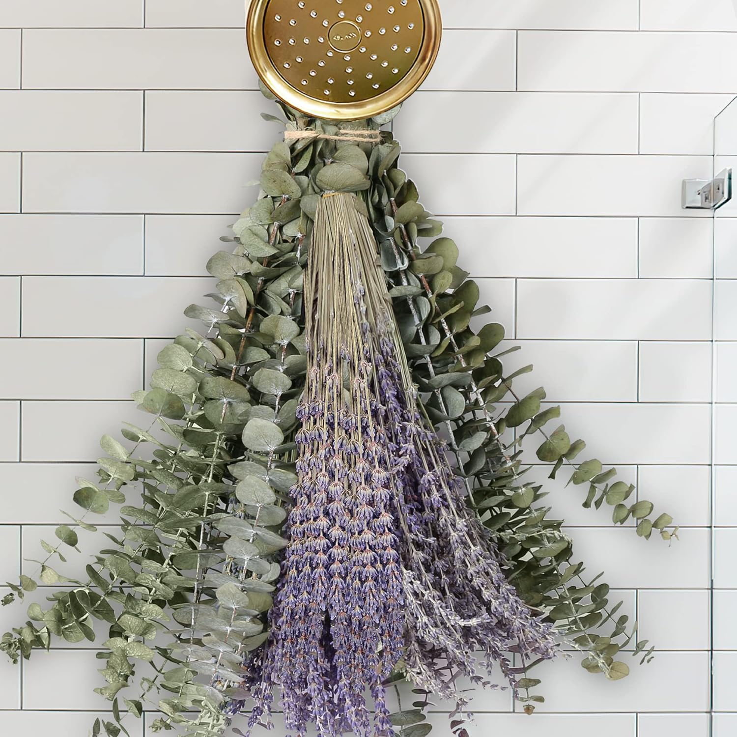 Dried & Preserved Flora - 120 PCS Dried Eucalyptus Stems & Lavender Flowers Bundle for Shower, 17'' Natural Real Eucalyptus Leaves Greenery Hanging & Lavender Shower Plant, Fragrance, Decor