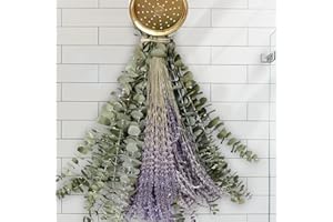 GLICRILI 120 PCS Dried Eucalyptus Stems & Lavender Flowers Bundle for Shower, 17'' Natural Real Eucalyptus Leaves Greenery Hanging & Lavender Shower Plant, Fragrance, Decor