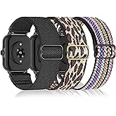 Bolesi 3 Pack Stretchy Nylon Watch Bands Compatible with Amazfit Active 2/2 Square/Active,20MM Soft Replacement Sport Straps for Amazfit GTR mini/Bip U Pro/Bip 3/3 Pro/GTS/GTS 4/3/2 Women Men