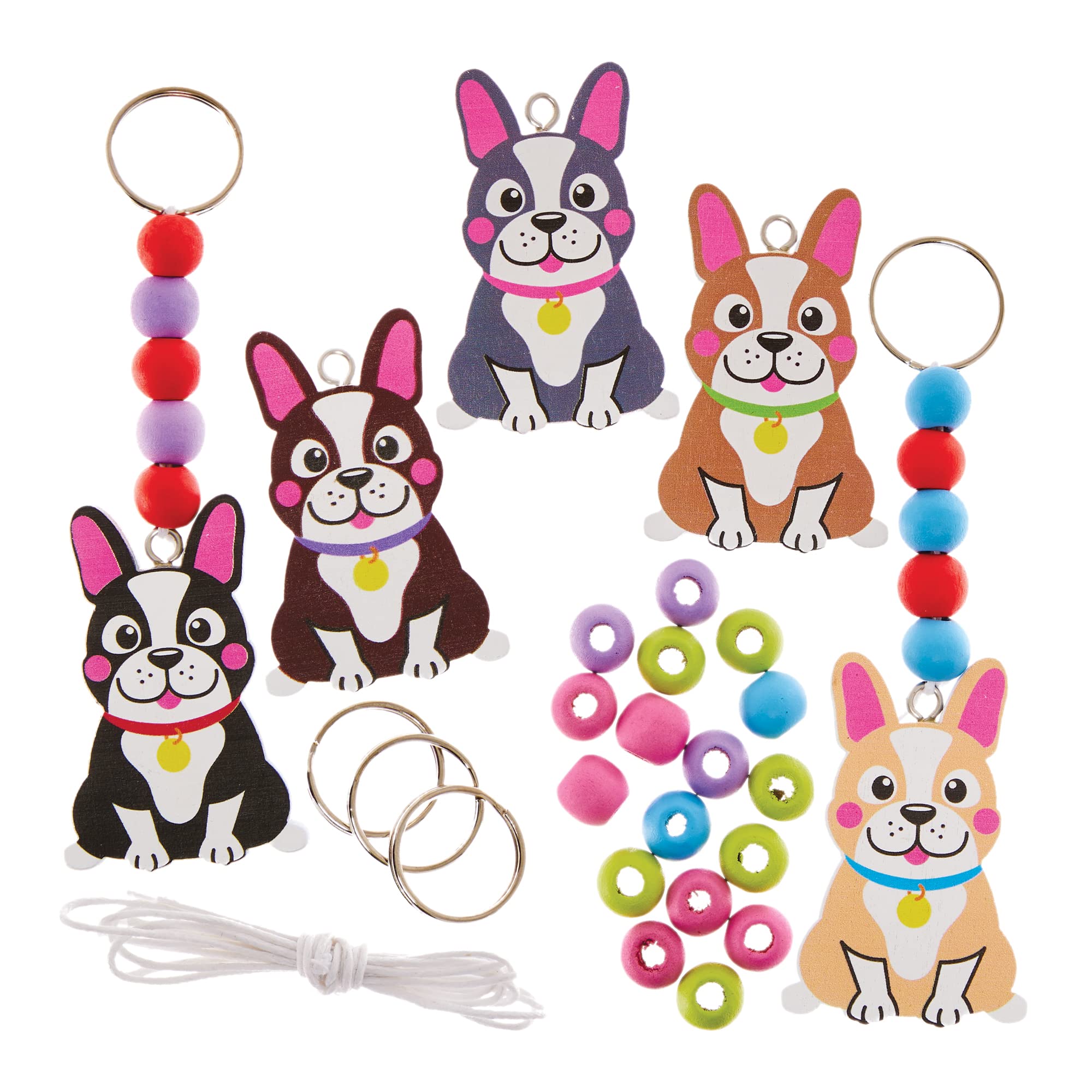 Baker Ross FX695 Bulldog Keyring and Bag Dangler Kits - Pack of 5, Accessory Craft Kits for Kids