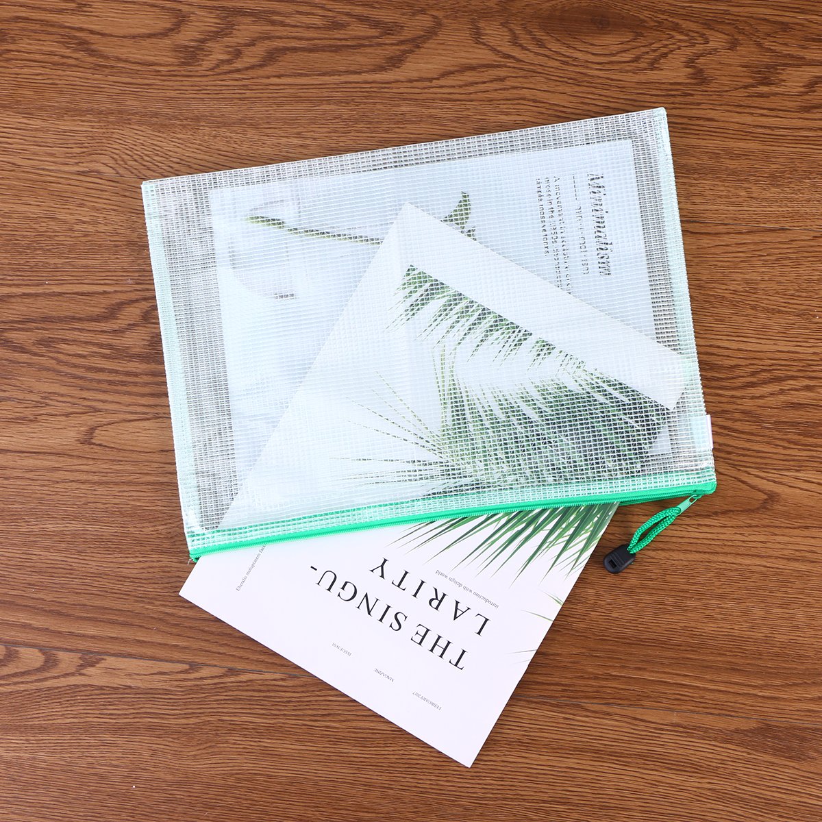 Download Office Products NUOLUX 5pcs 5 Size Plastic Zipper Envelopes File Pockets Folder Bags Documents ...