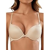 zossav Push Up Bras for Women Demi Tshirt Bra Add 1 Cup Padded Sexy Plunge Smooth Underwire