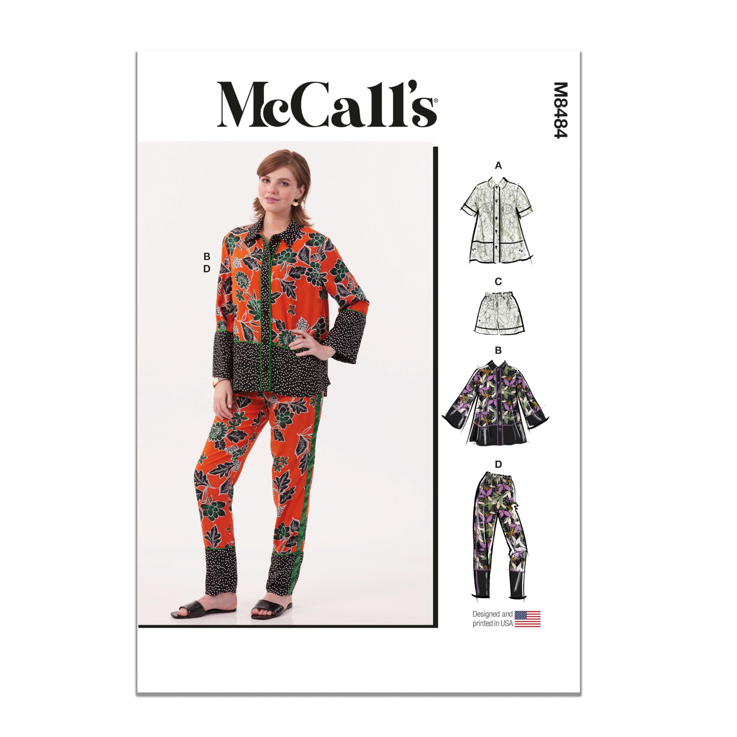 MCCALLS Sewing Pattern M8484A Misses' Pajamas A (XS-S-M-L-XL-XXL)