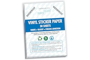HIGHH IMAGE Laser Printer Sticker Paper, White, Glossy, 8.5x11 inches, 1 Sheet, 20 GSM, Biodegradable