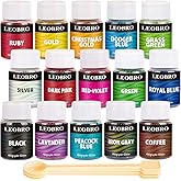 LEOBRO Holographic Fine Glitter, 15 Colors Fine Glitter for Crafts, Resin, Jewelry Art Crafts Making, Nail Body, with 10 PCS Stir Spoons