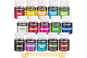 LEOBRO Holographic Fine Glitter, 15 Colors Fine Glitter for Crafts, Resin, Jewelry Art Crafts Making, Nail Body, with 10 PCS Stir Spoons