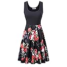 KIRA Women's Vintage Scoop Neck Midi Dress Sleeveless A-line Cocktail Party Tank Dress (Large, 6500-3)