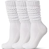 Toetally Women's Slouch Socks Long Boot Scrunch Sock Soft Cotton Knit Cozy Socks 3 Pairs