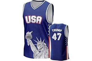 Rffov 2024 USA 47th Election Basketball Jersey #47 America Flag President Trump Basketball Shirt with Statue of Liberty