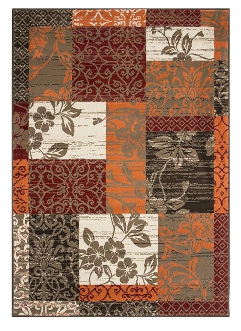 Amazon Com Milan Brown Red Orange Beige Ivory Cream Floral