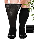 ZAKASA Bamboo Viscose Diabetic Socks: Non-Binding Crew Knee High Socks Loose Fit for Women Men 3 Pairs