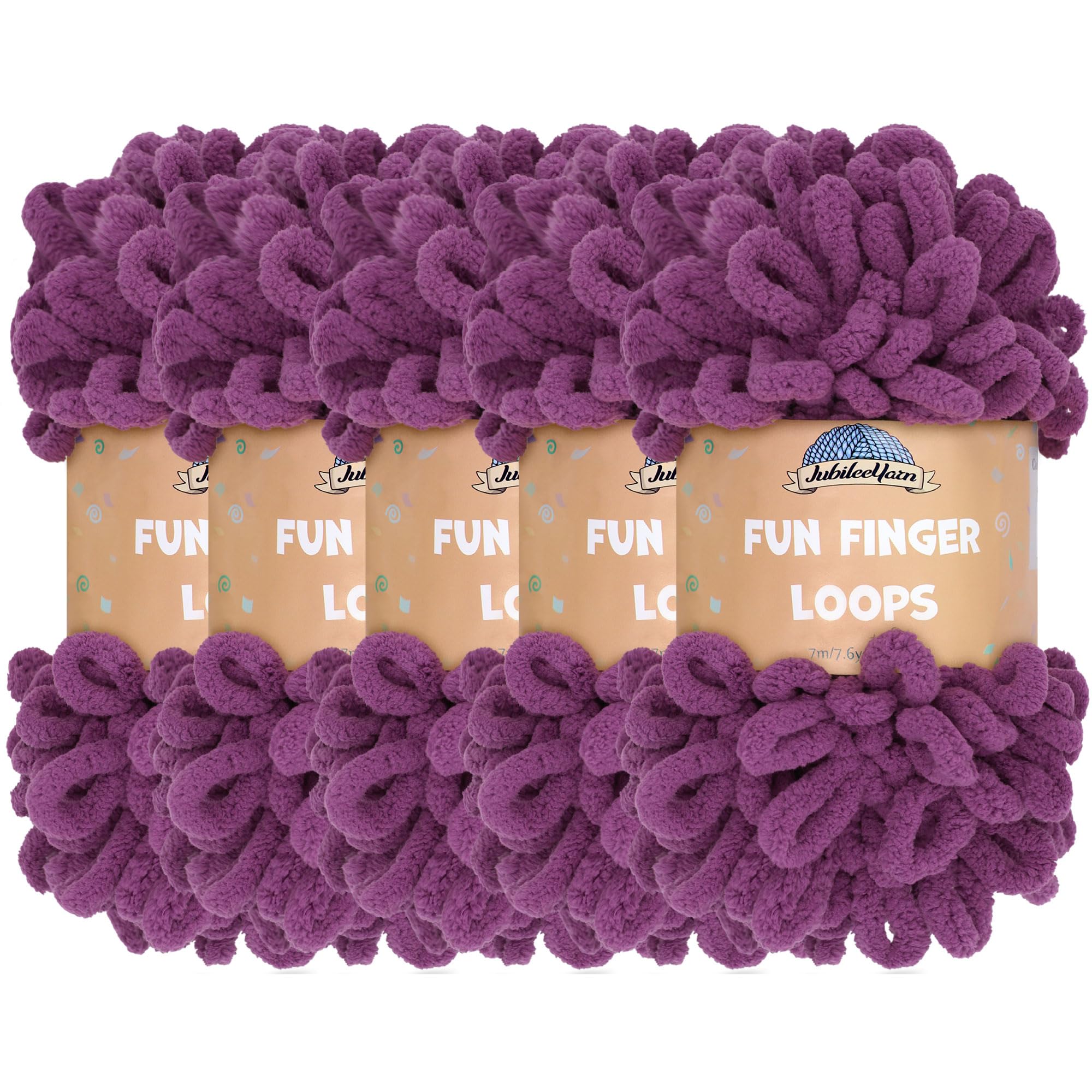 JubileeYarn Fun Finger Loops Yarn - Polyester Jumbo Weight Loop Yarn - 100g/Skein - Berry Blast - 5 Skeins — image 1