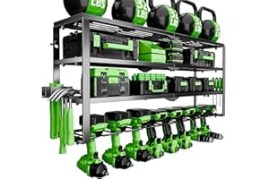 STYNGT Power Tool Organizer Wall Mount, 4 Layers Tool Storage Rack with 8 Cordless Drill Holders, Power Tool Shelf Loads 400lbs for Garage, Warehouse, Workshop, Gifts for Men, Husband (Bohemian)