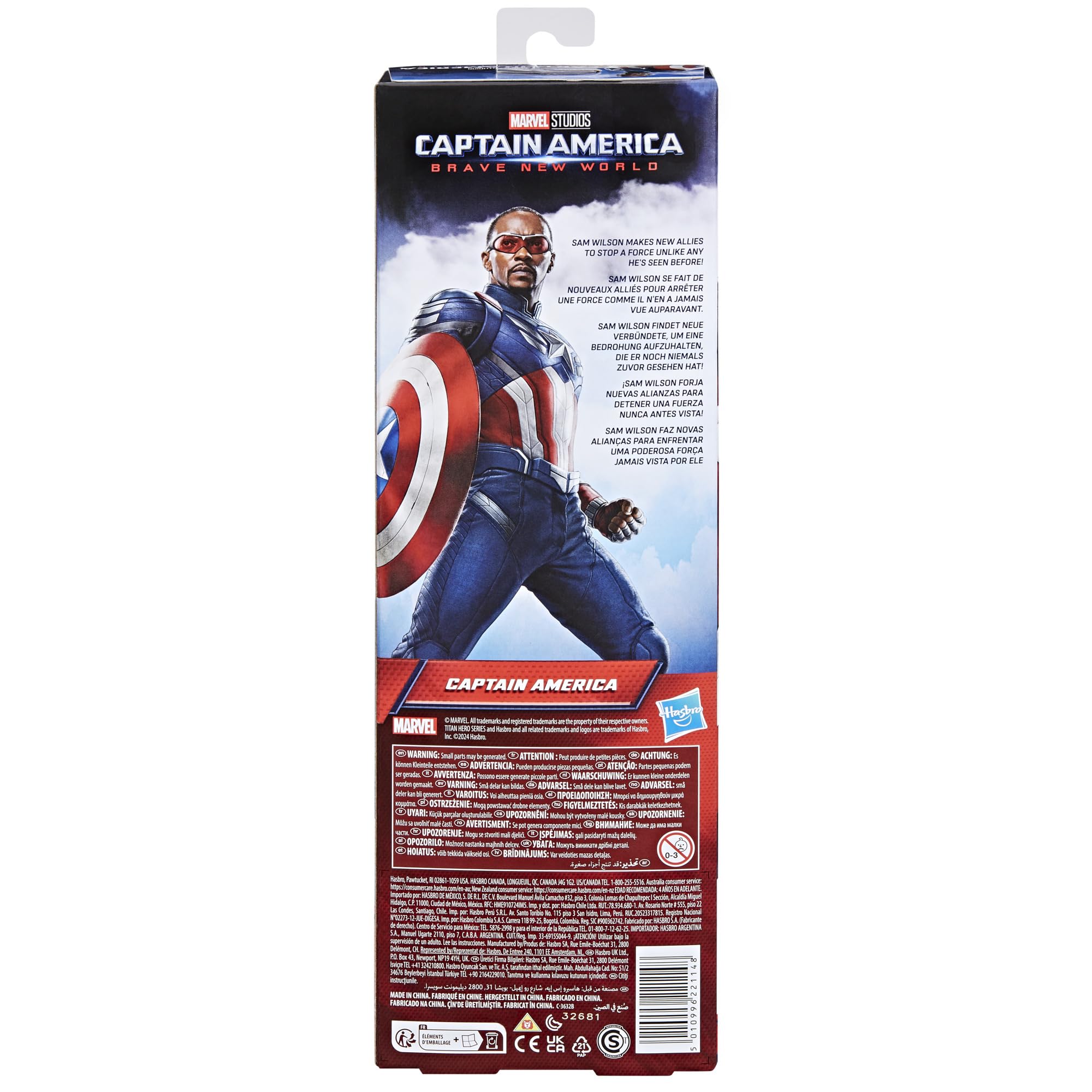 Marvel Studios Captain America Brave New World, Titan Hero Series, 12-Inch Captain America Action Figure, Super Hero Toys for Kids 4 and Up