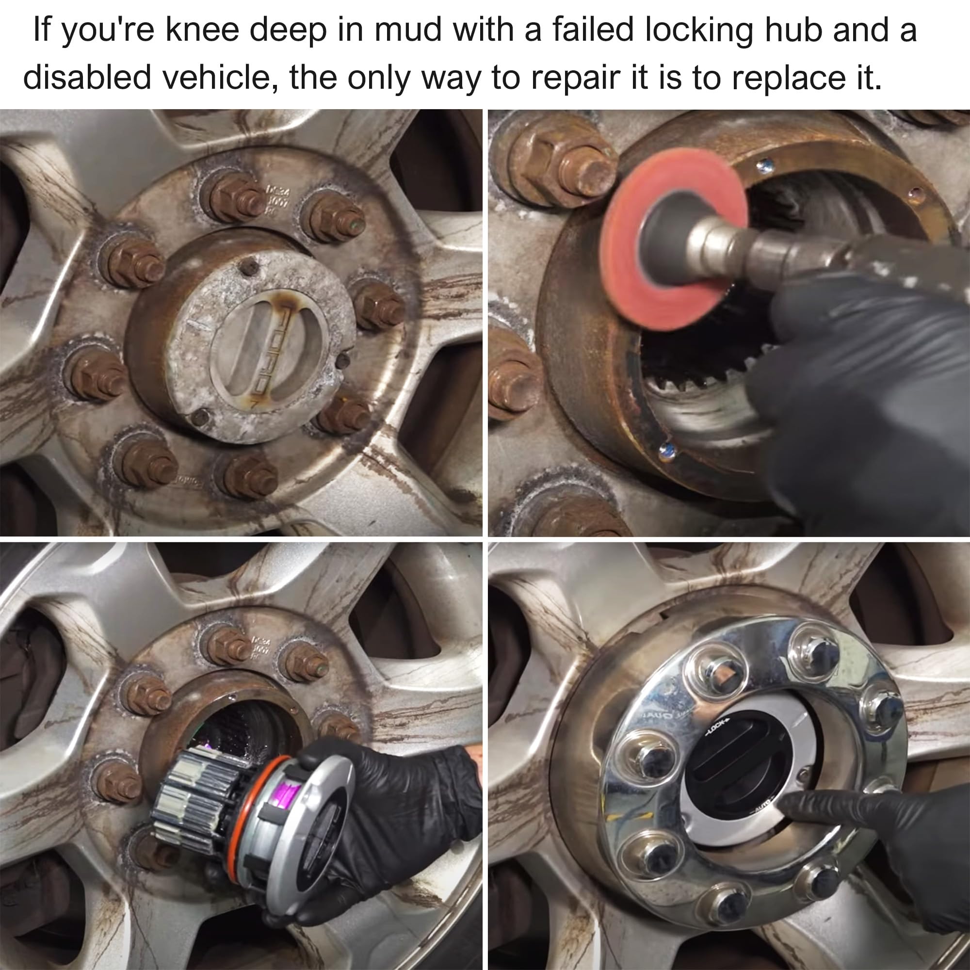 Condition photo showing As Is for jghyperx 4wd manual locking hub 4x4 front wheel hub assembly compatible with ford f250 f350 f450 f55